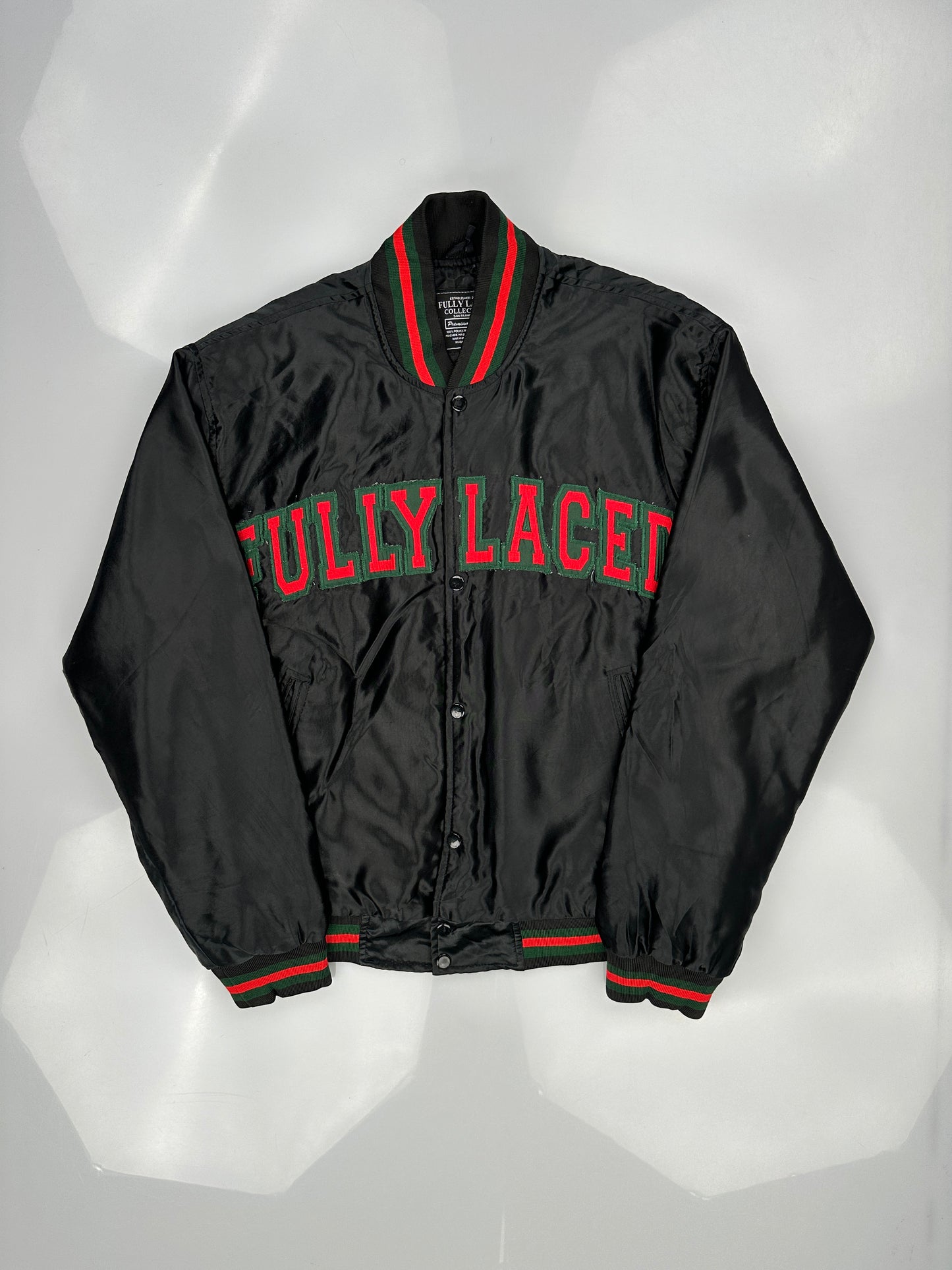 Black Fully Laced Nylon Bomber Jacket Black Fully Laced Nylon Bomber Jacket