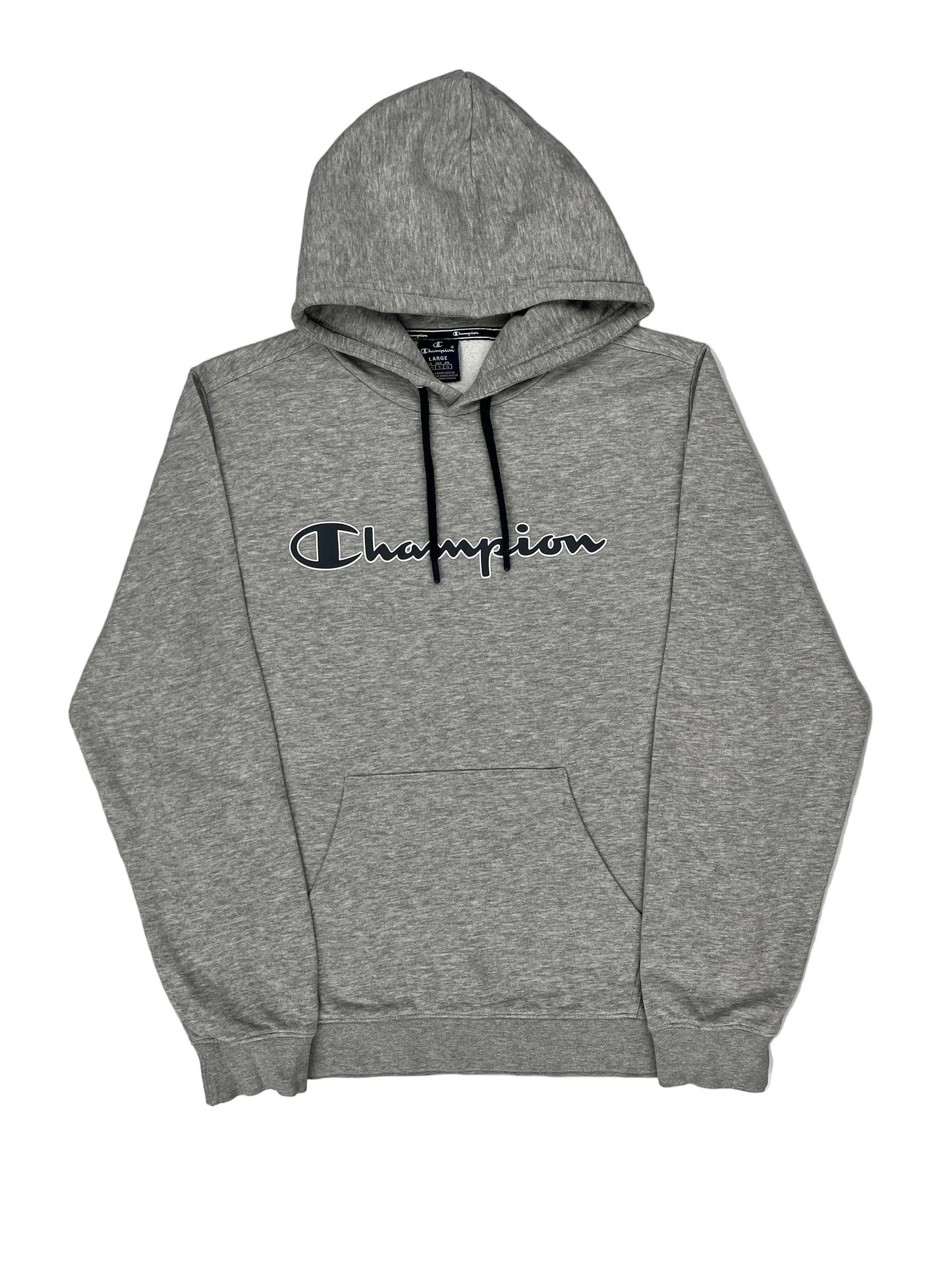 Gray hoodie with Champion logo on a white background Gray hoodie with Champion logo on a white background