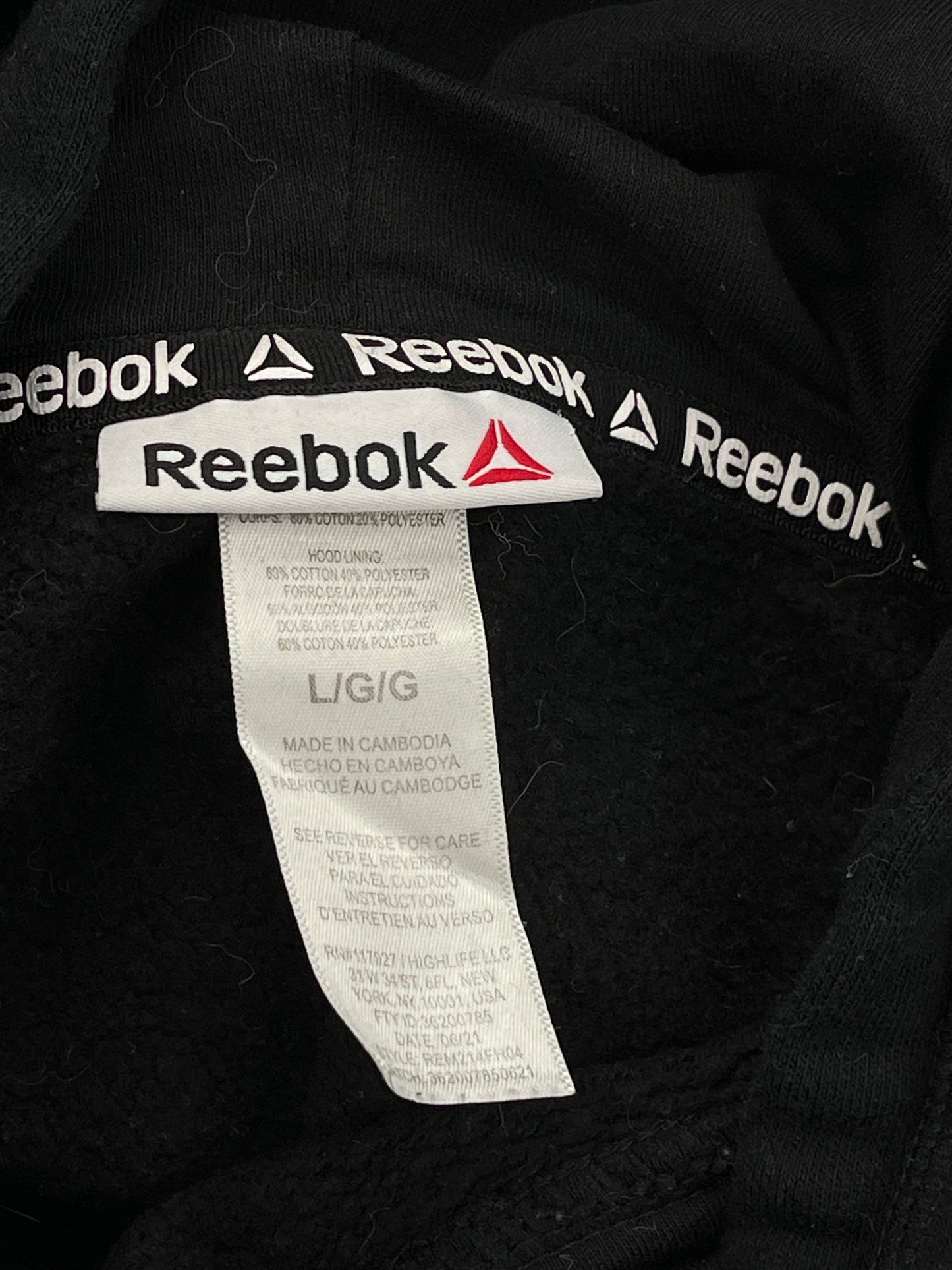 Black Reebok Big Logo Fleece Hoodie Black Reebok Big Logo Fleece Hoodie