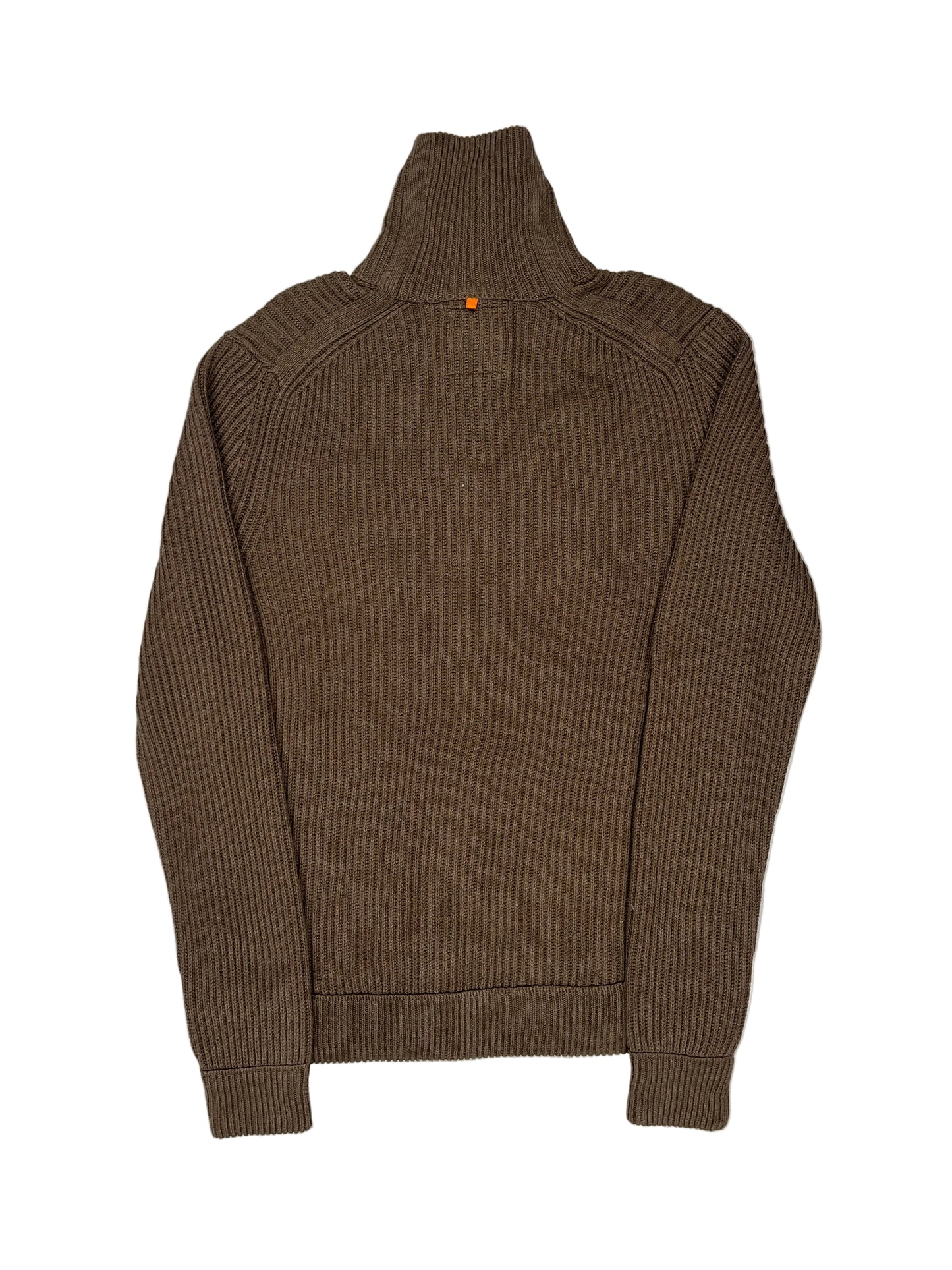 Brown ribbed sweater on a white mannequin with a light gray background Brown ribbed sweater on a white mannequin with a light gray background