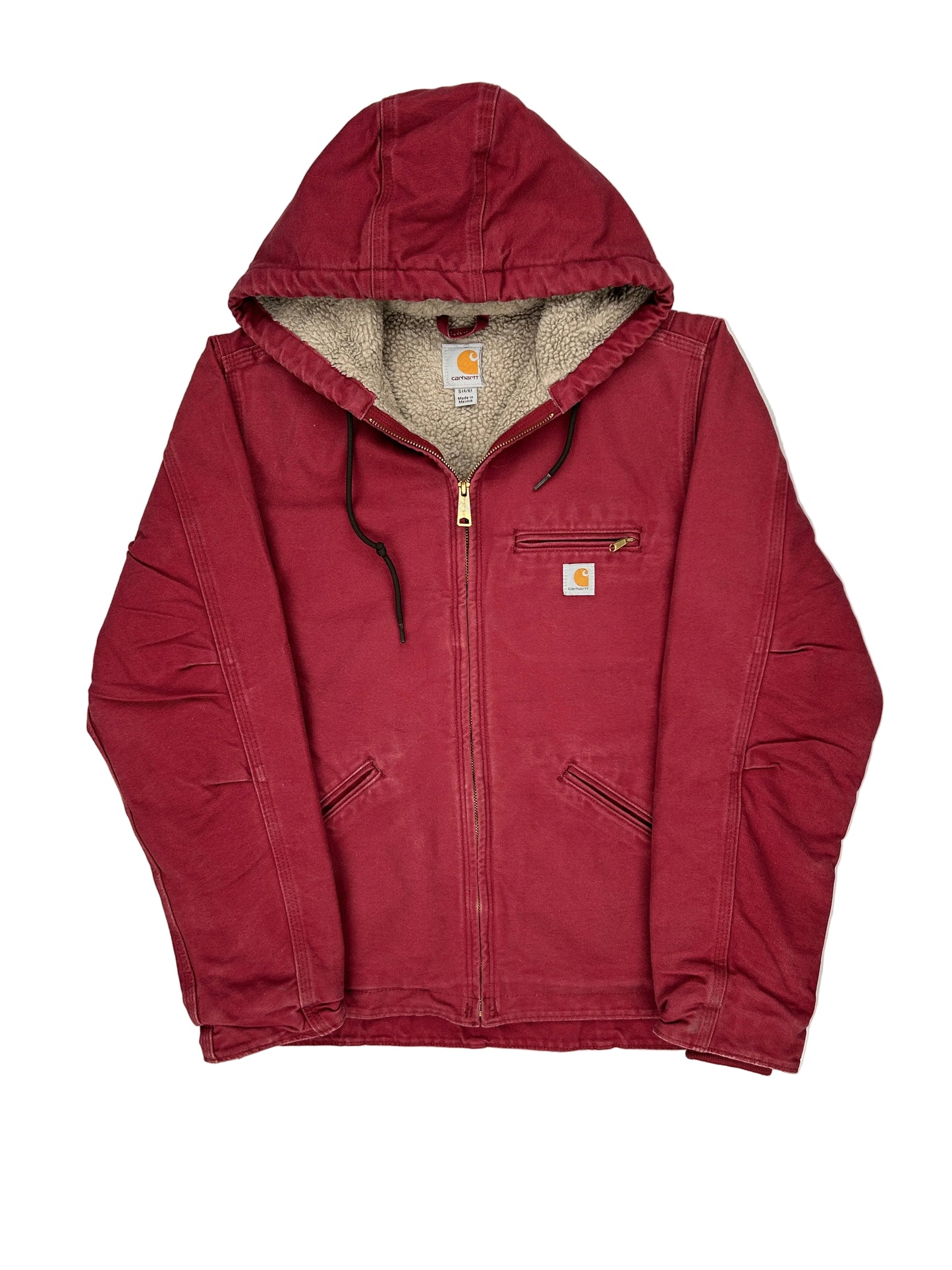 Red jacket with a hood on a white background Red jacket with a hood on a white background