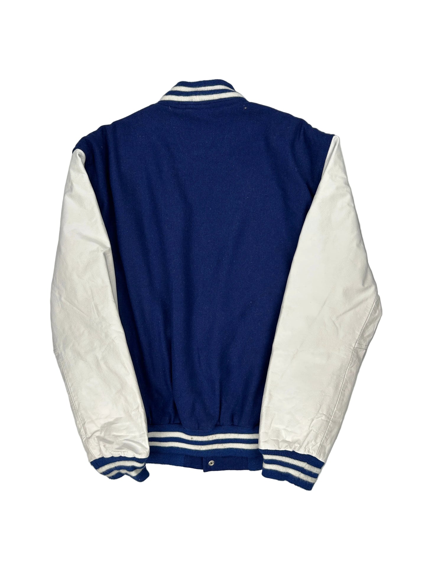 Blue and white jacket on a mannequin against a gray background Blue and white jacket on a mannequin against a gray background