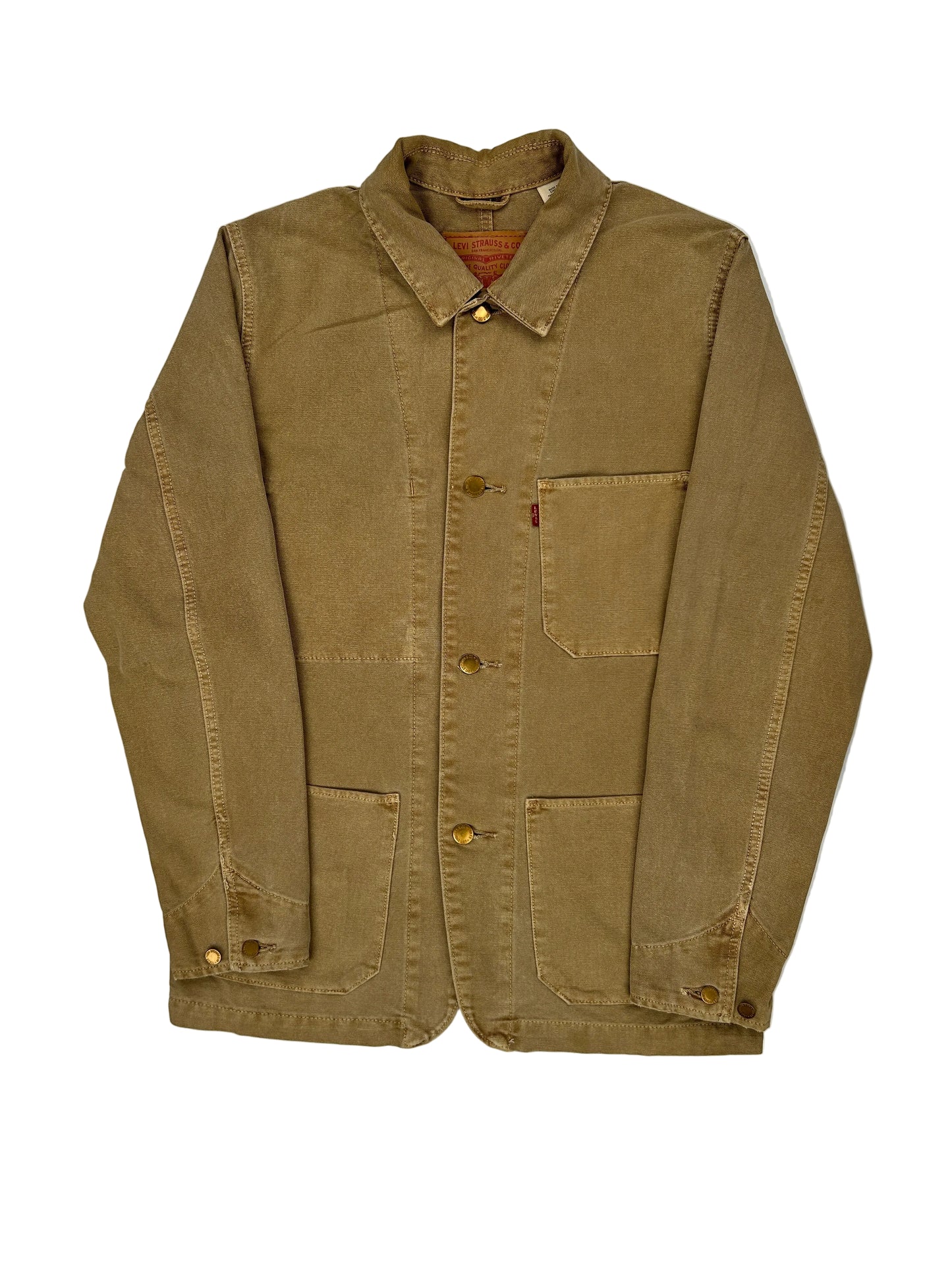 Folded brown jacket on a white background Folded brown jacket on a white background