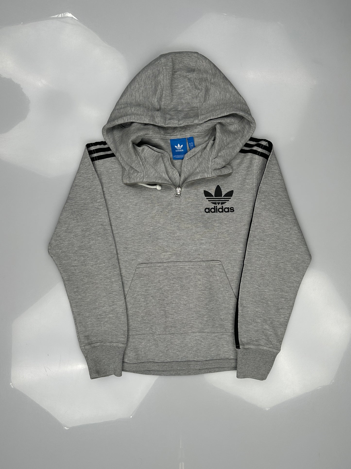 Adidas Adicolor Terry 1/4 Zip Grey Hoodie Adidas Adicolor Terry 1/4 Zip Grey Hoodie