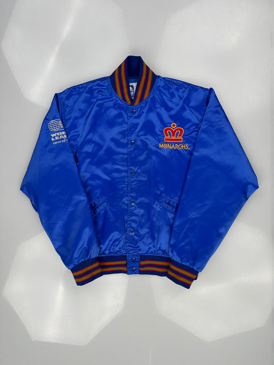 London Monarchs 1991 Satin Reverse Blue Bomber Jacket
