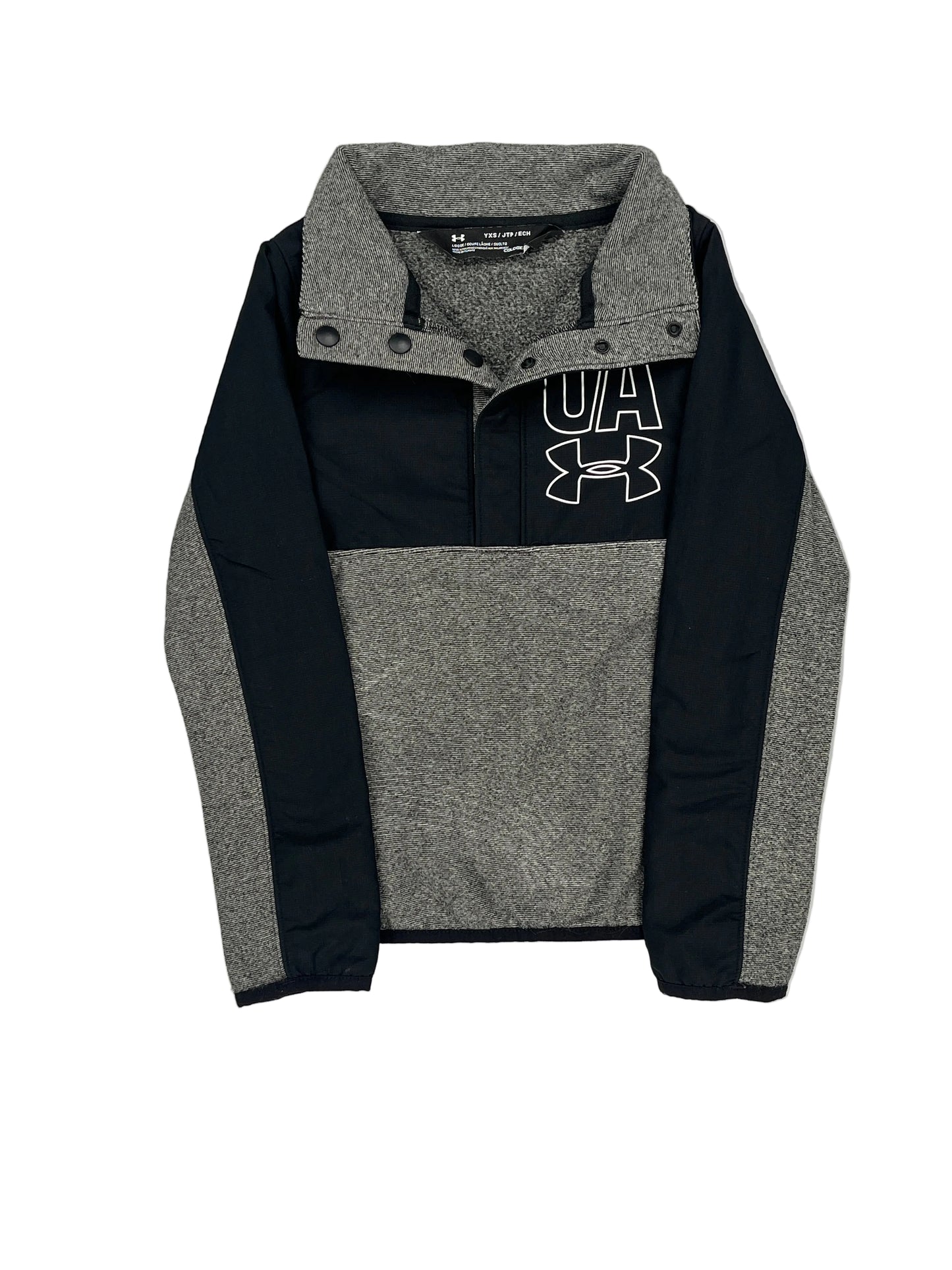 Gray and black jacket with Under Armour logo on a white background