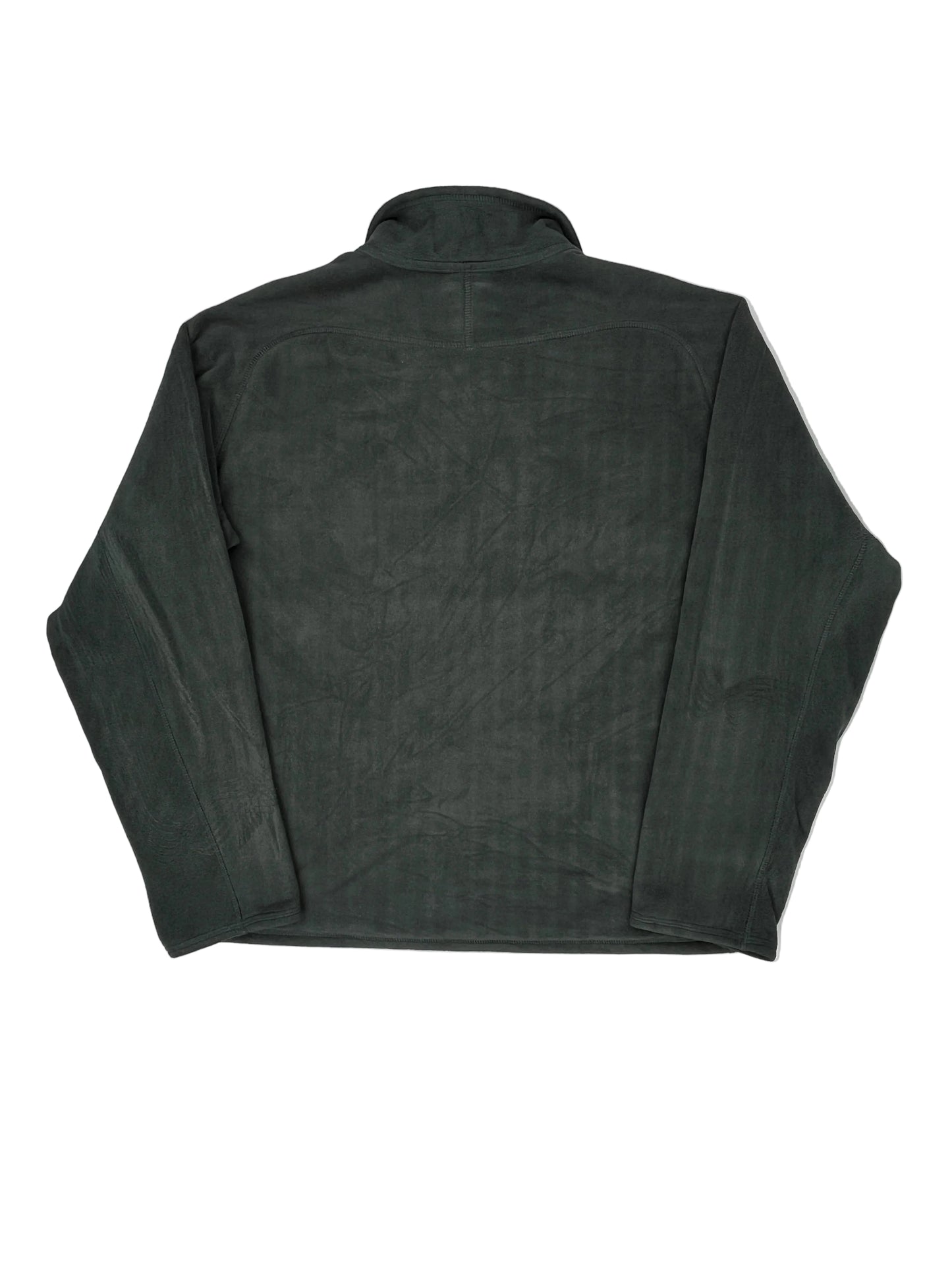 Dark gray jacket on a white mannequin against a light gray background