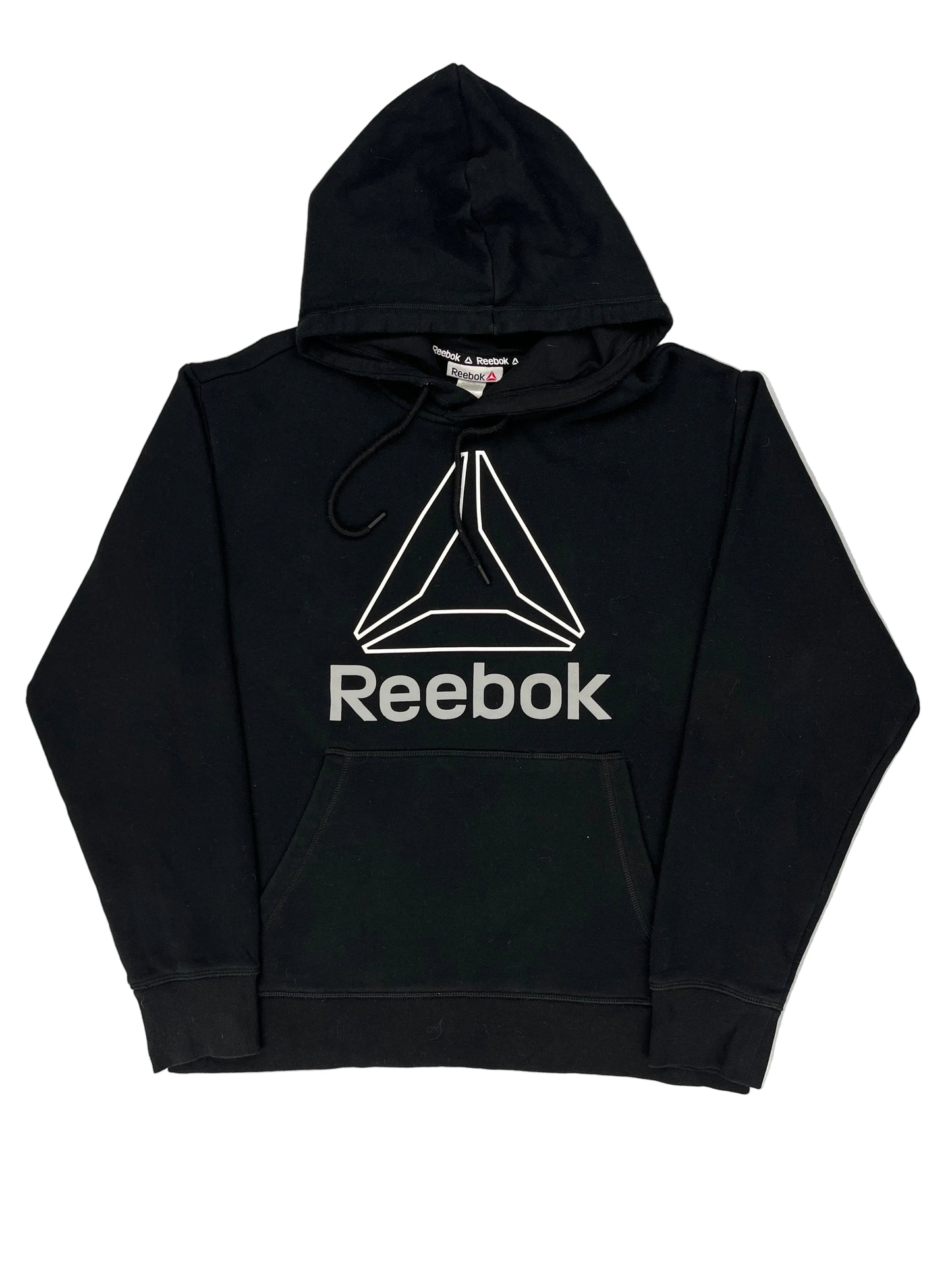 Black Reebok hoodie on a white background