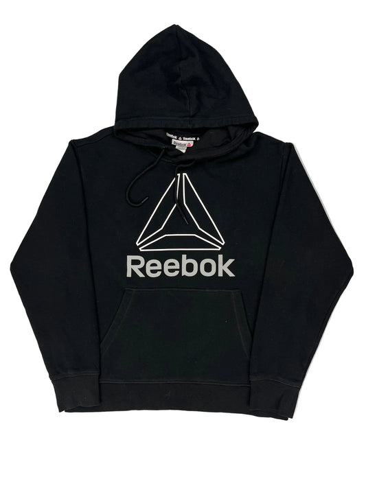 Black Reebok hoodie on a white background