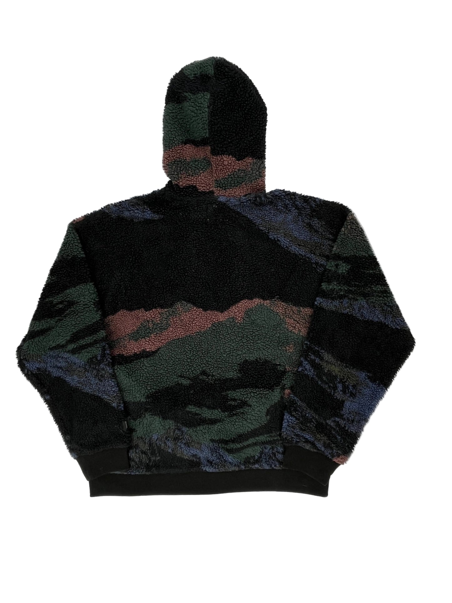 Black and red patterned sock on a white background