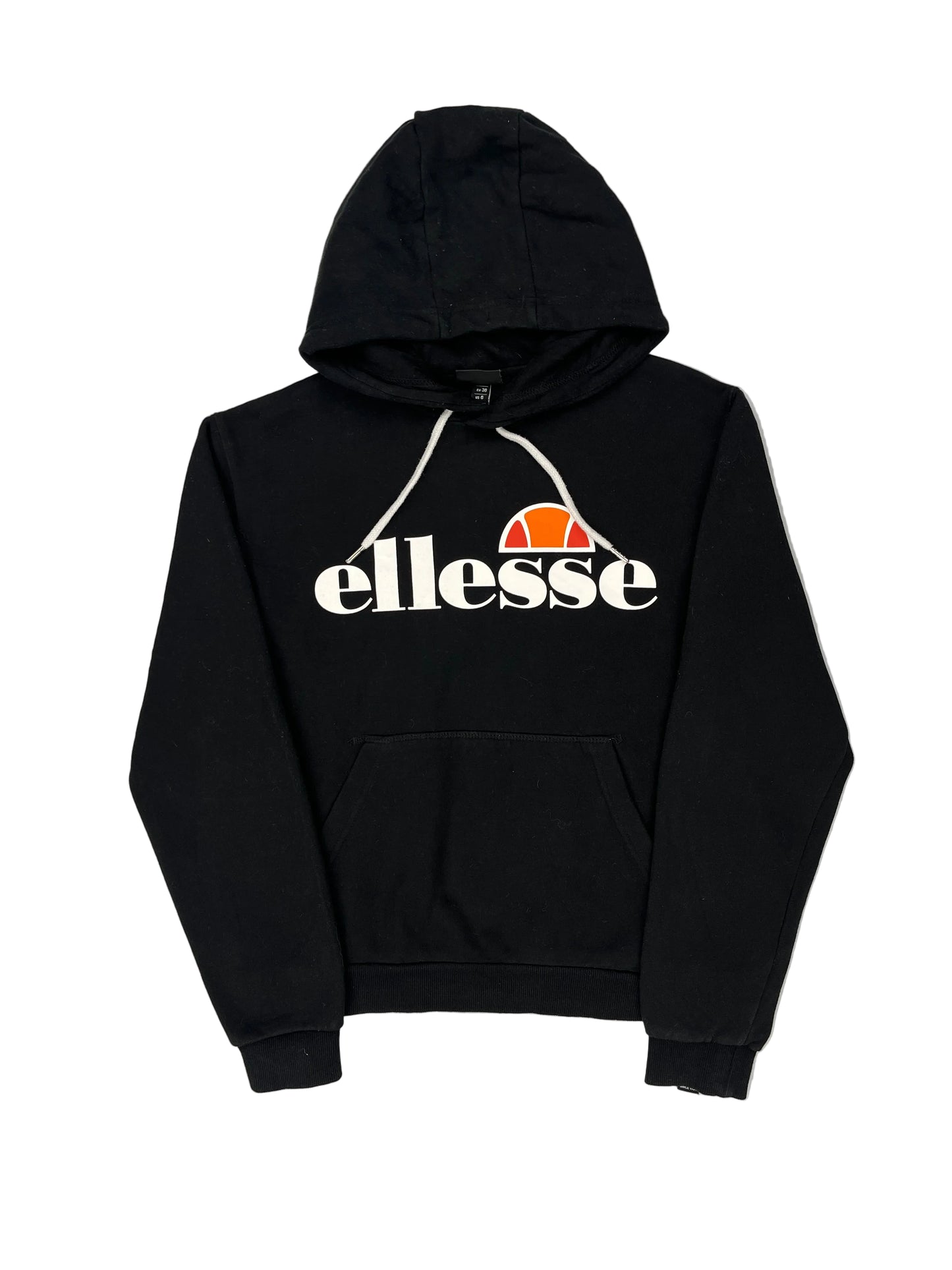 Black hoodie with 'Ellesse' logo on a white background
