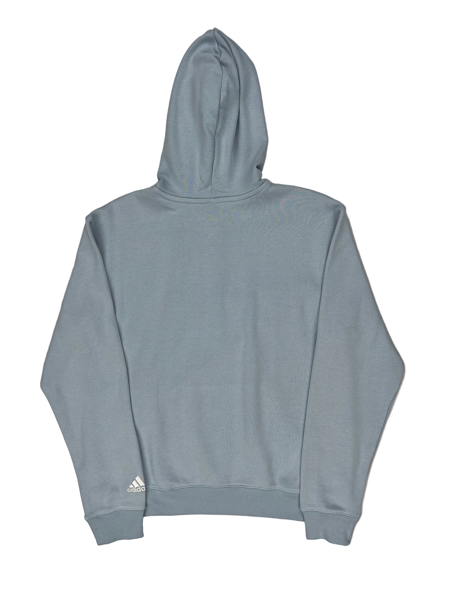 Light blue hoodie with a hood on a white background