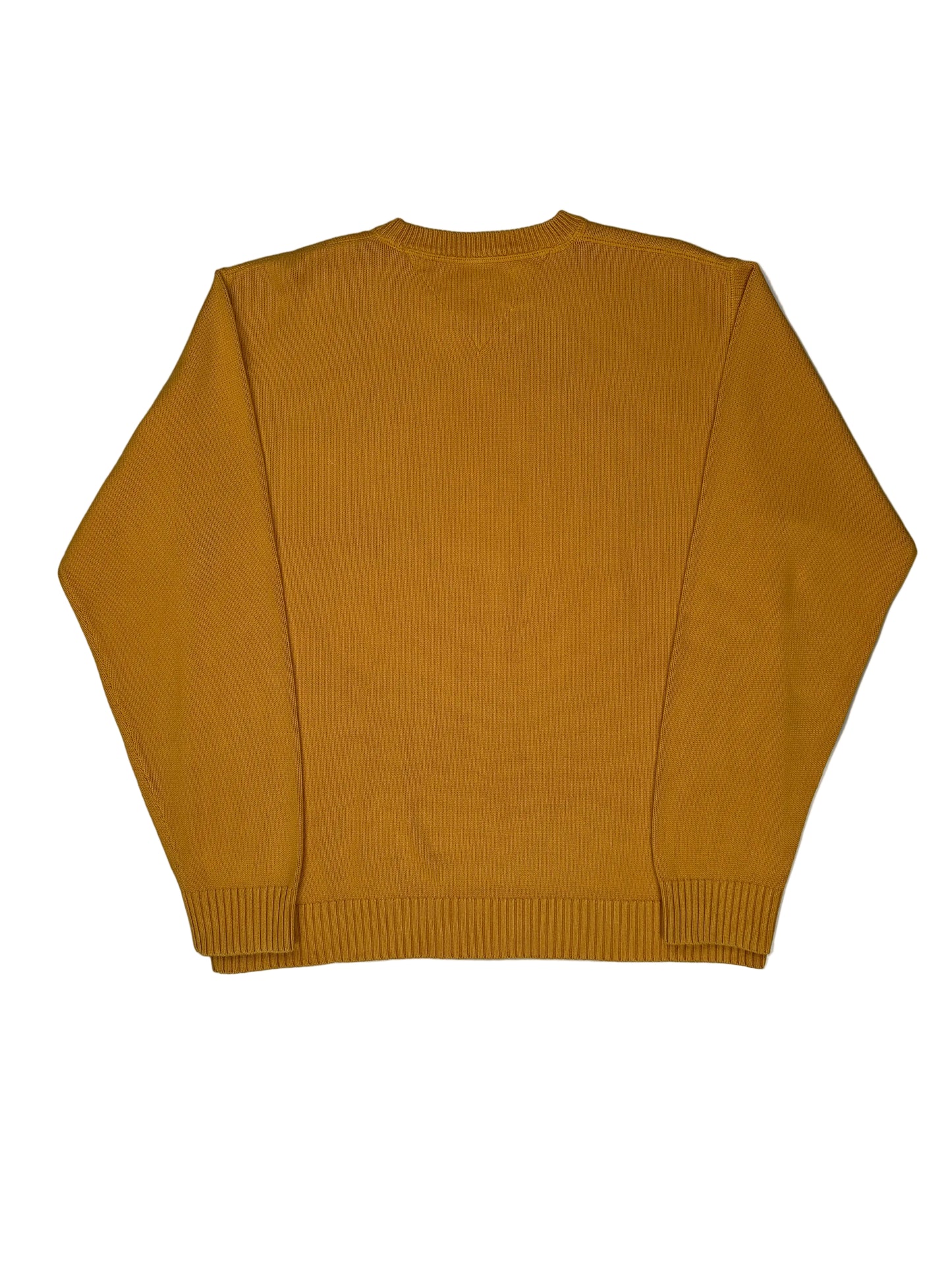 Mustard yellow sweater on a white background