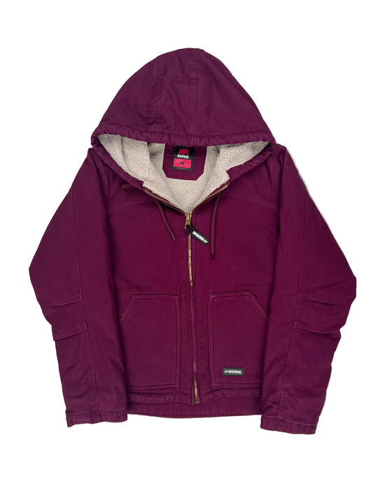 Purple jacket with a hood on a white background