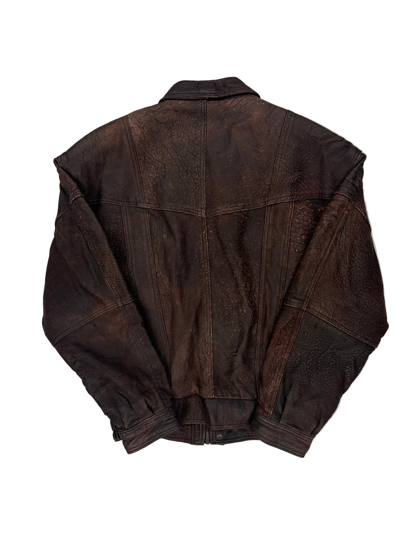 Brown leather jacket on a white background