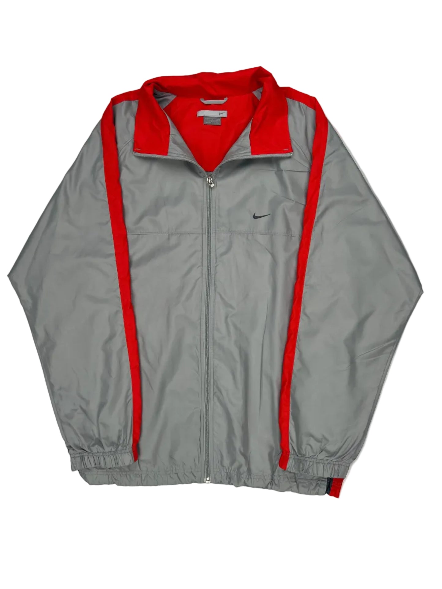 Gray jacket with red accents on a white background