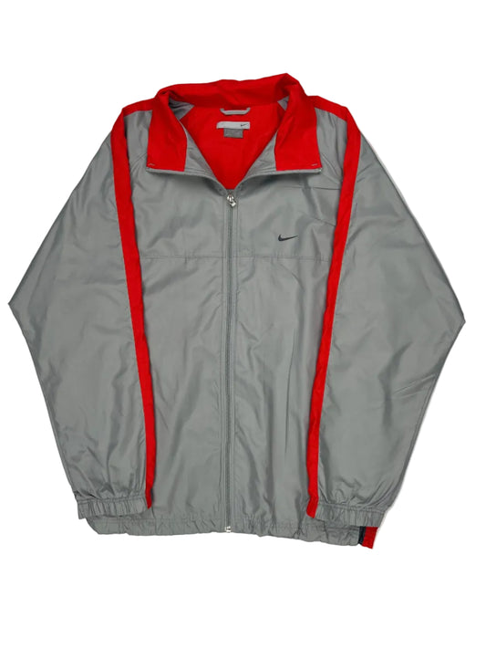 Gray jacket with red accents on a white background