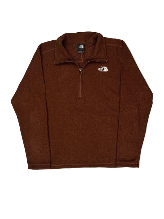 Brown fleece pullover on a white background