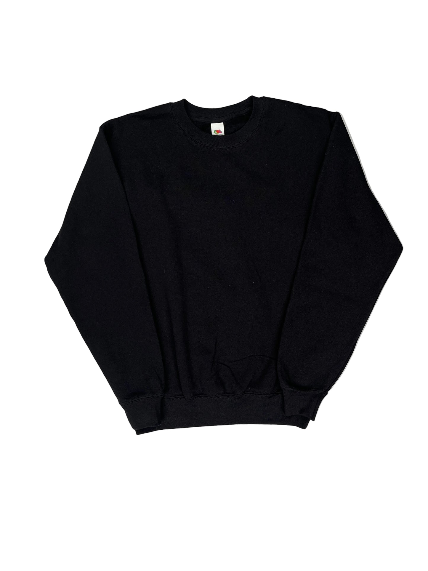 Black t-shirt on a white mannequin with a gray background