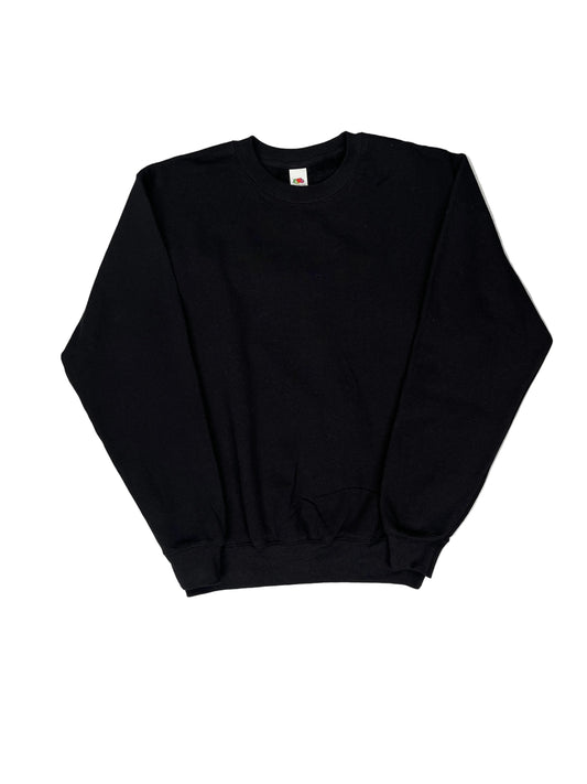 Black t-shirt on a white mannequin with a gray background