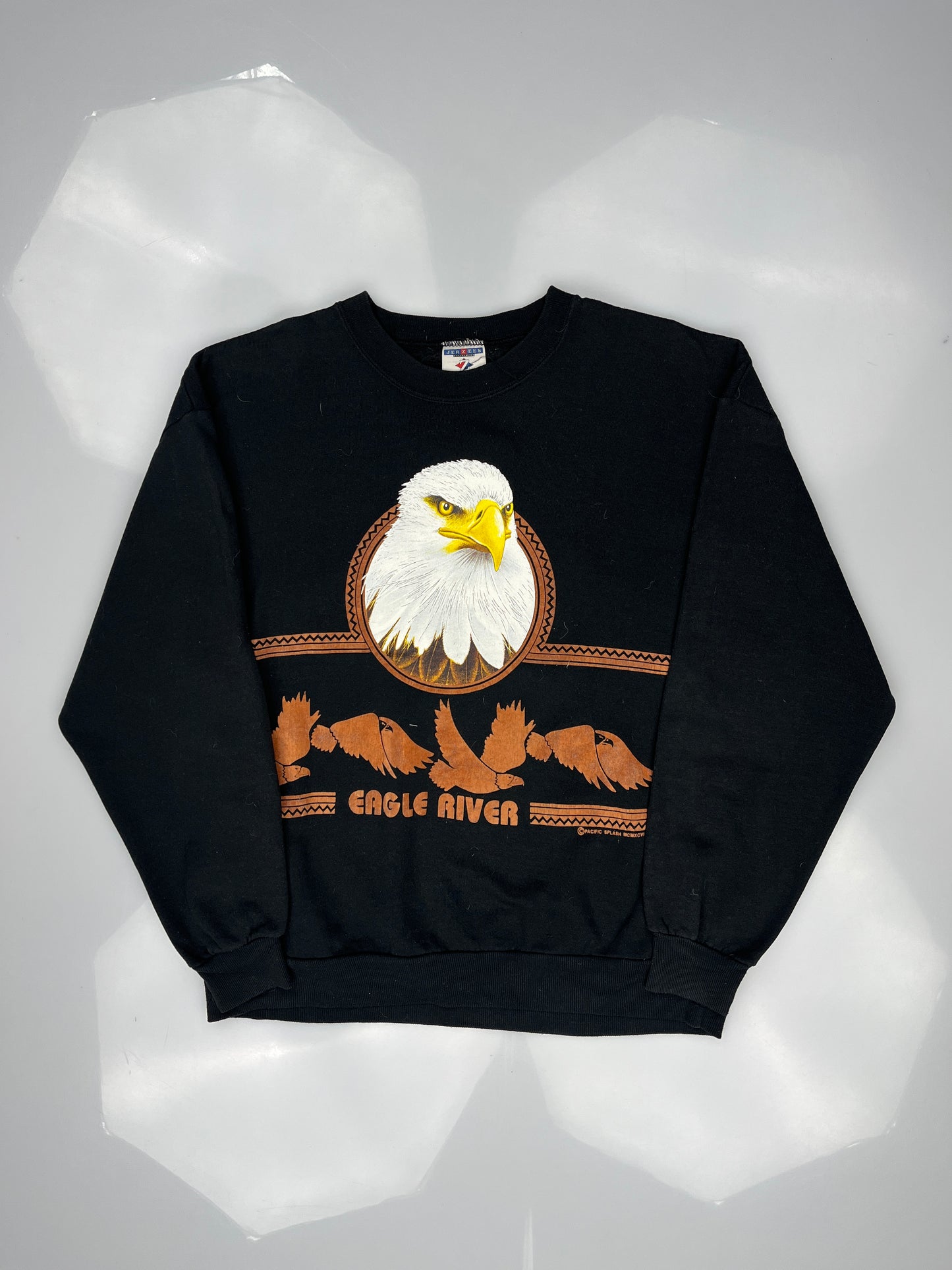 Black Jerzees Eagle River Graphic Print Sweatshirt
