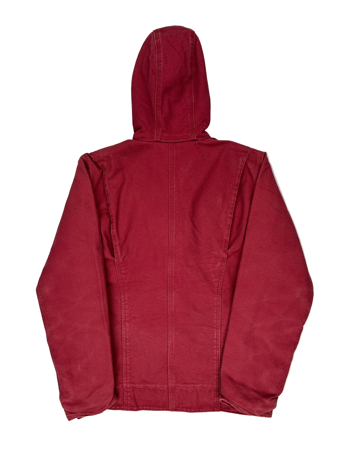Folded red jacket on a white background