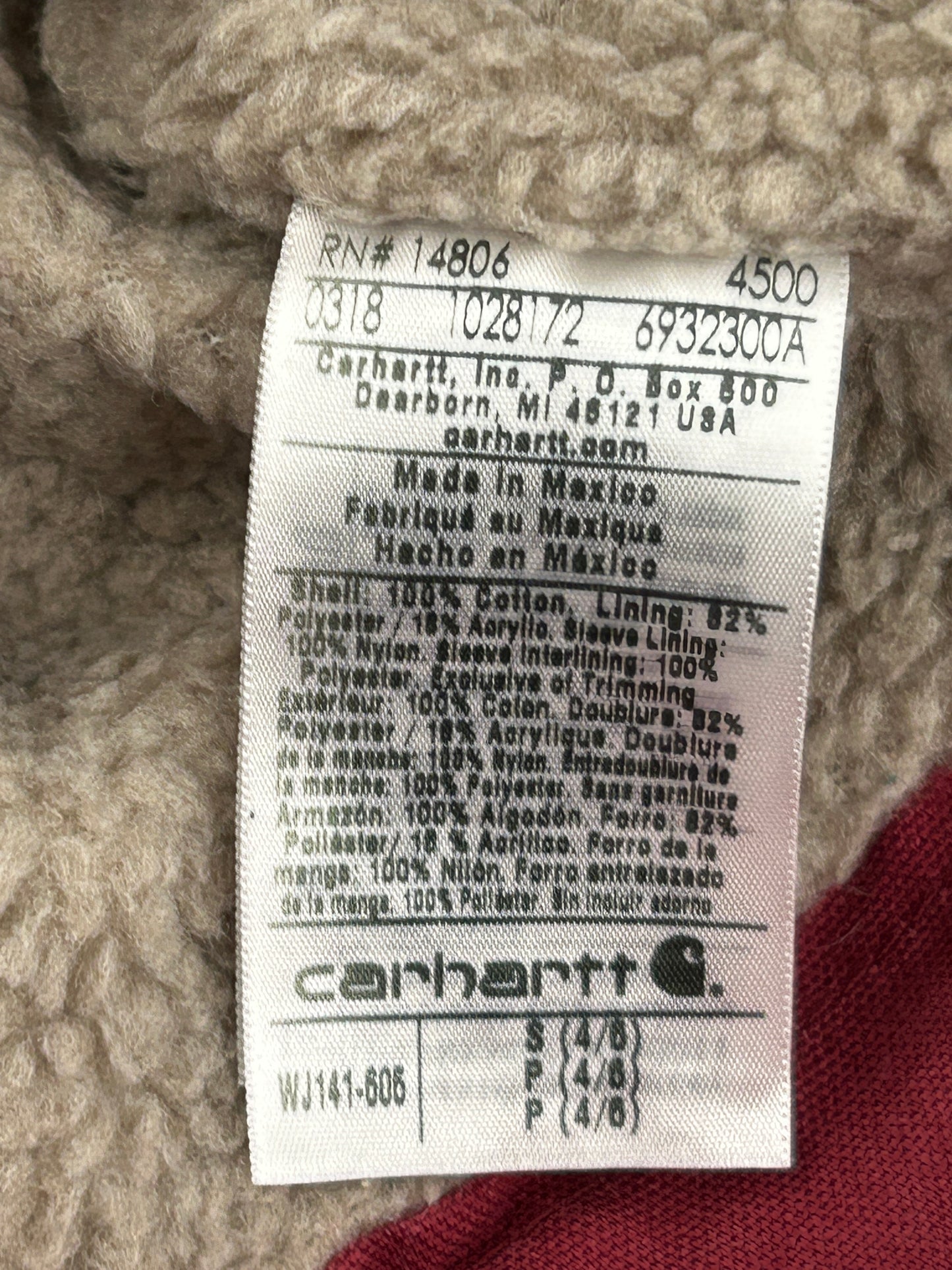 Carhartt  Sherpa-lined  Red Jacket