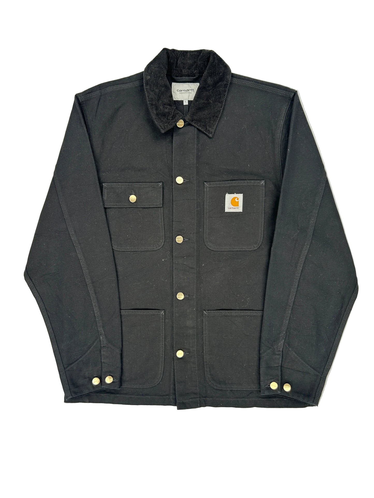 Black work vest with visible brand logo on a white background