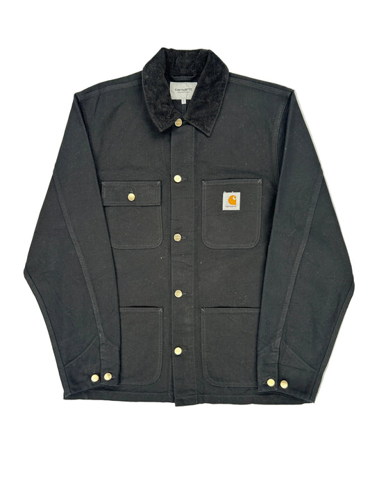 Black work vest with visible brand logo on a white background