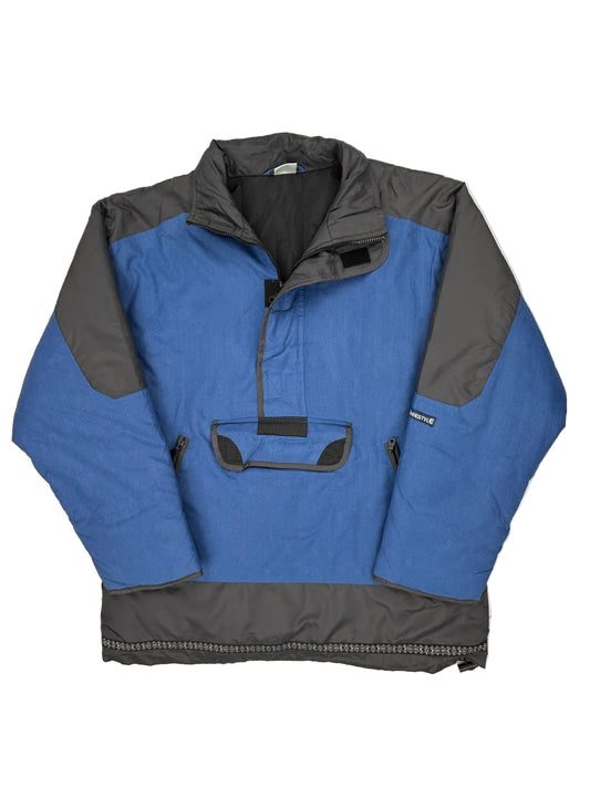 Blue and gray jacket on a white background