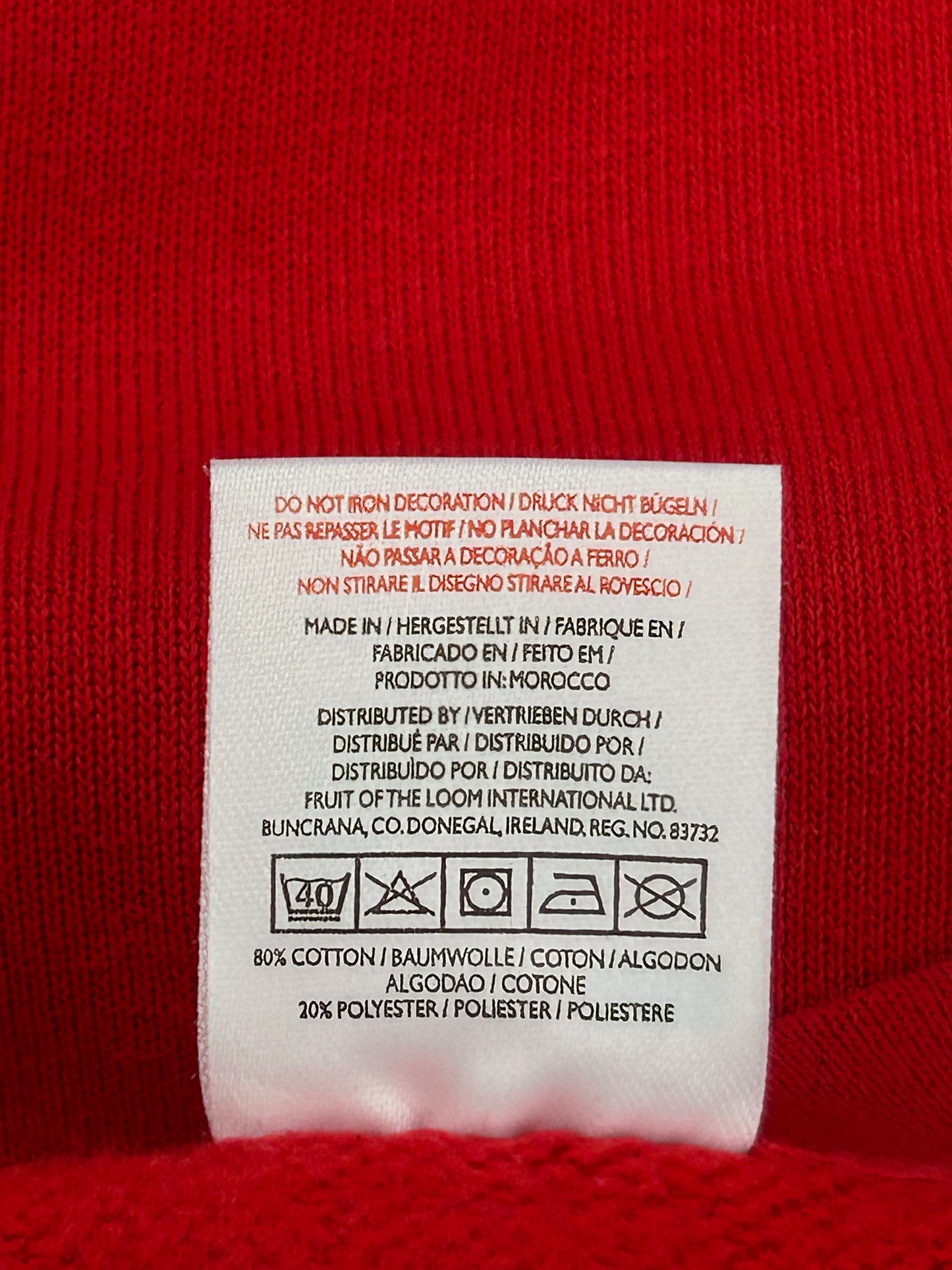 Fruit Of The Loom Red Sweatshirt