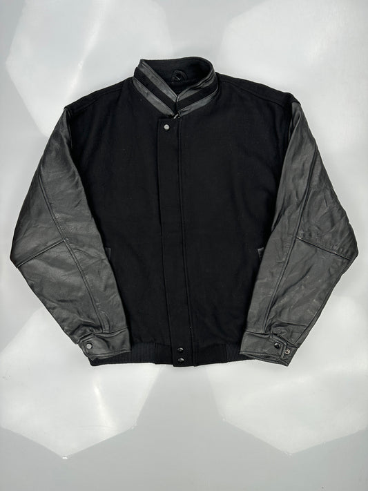 North End Black Canada Sportswear Leather Varsity Jacket