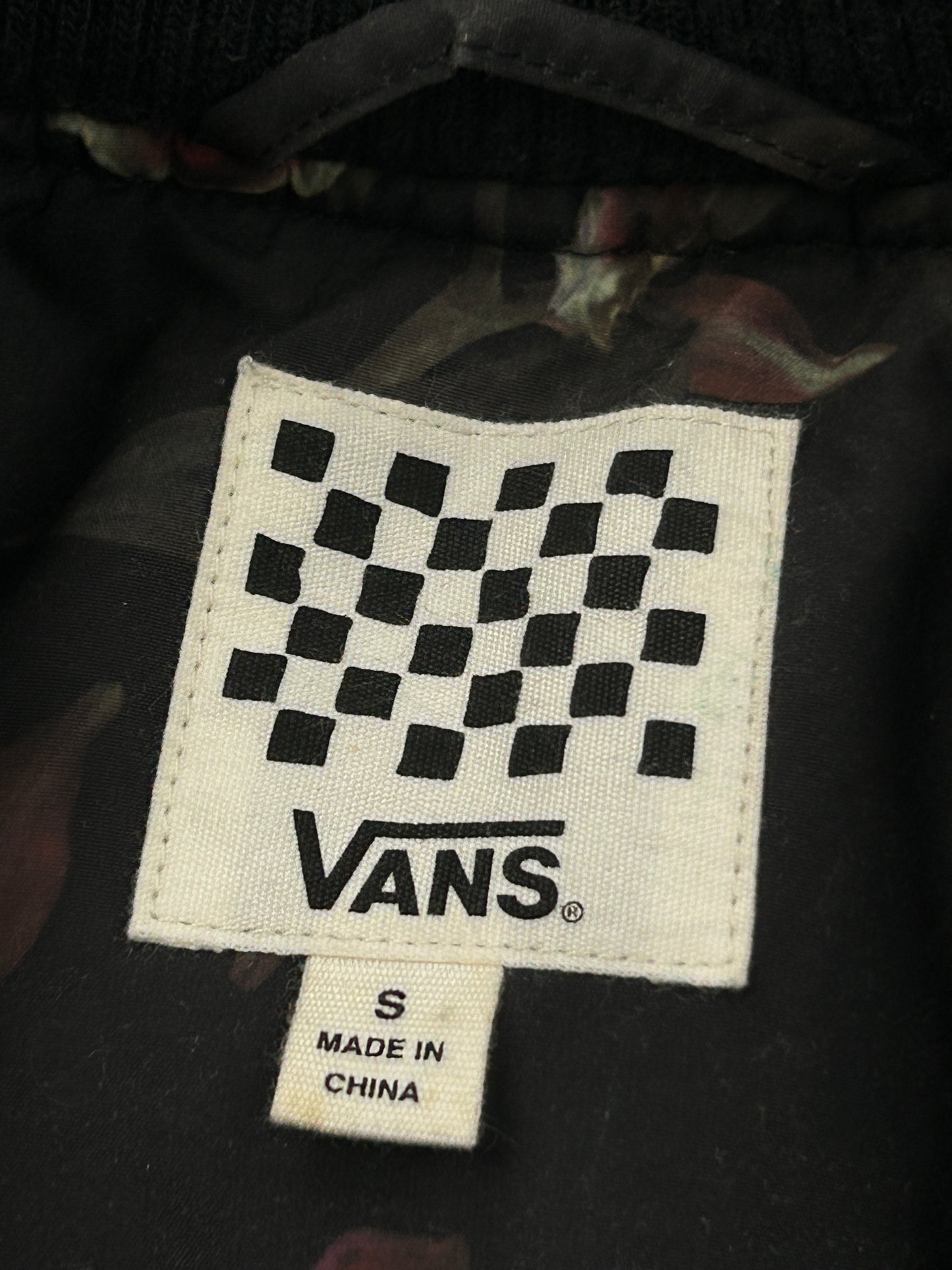 Vans Black Multi-Color Floral Print Bomber Jacket