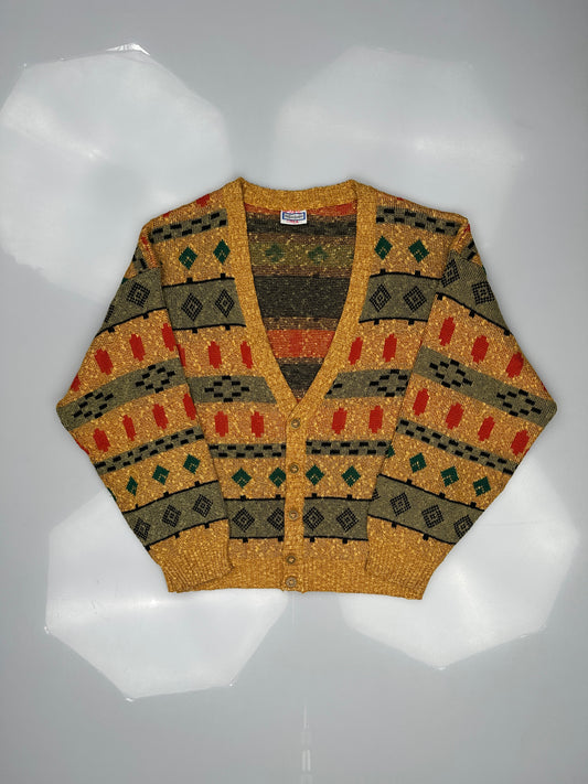 Yves Saint Laurent  Geometric Pattern Wool Cardigan