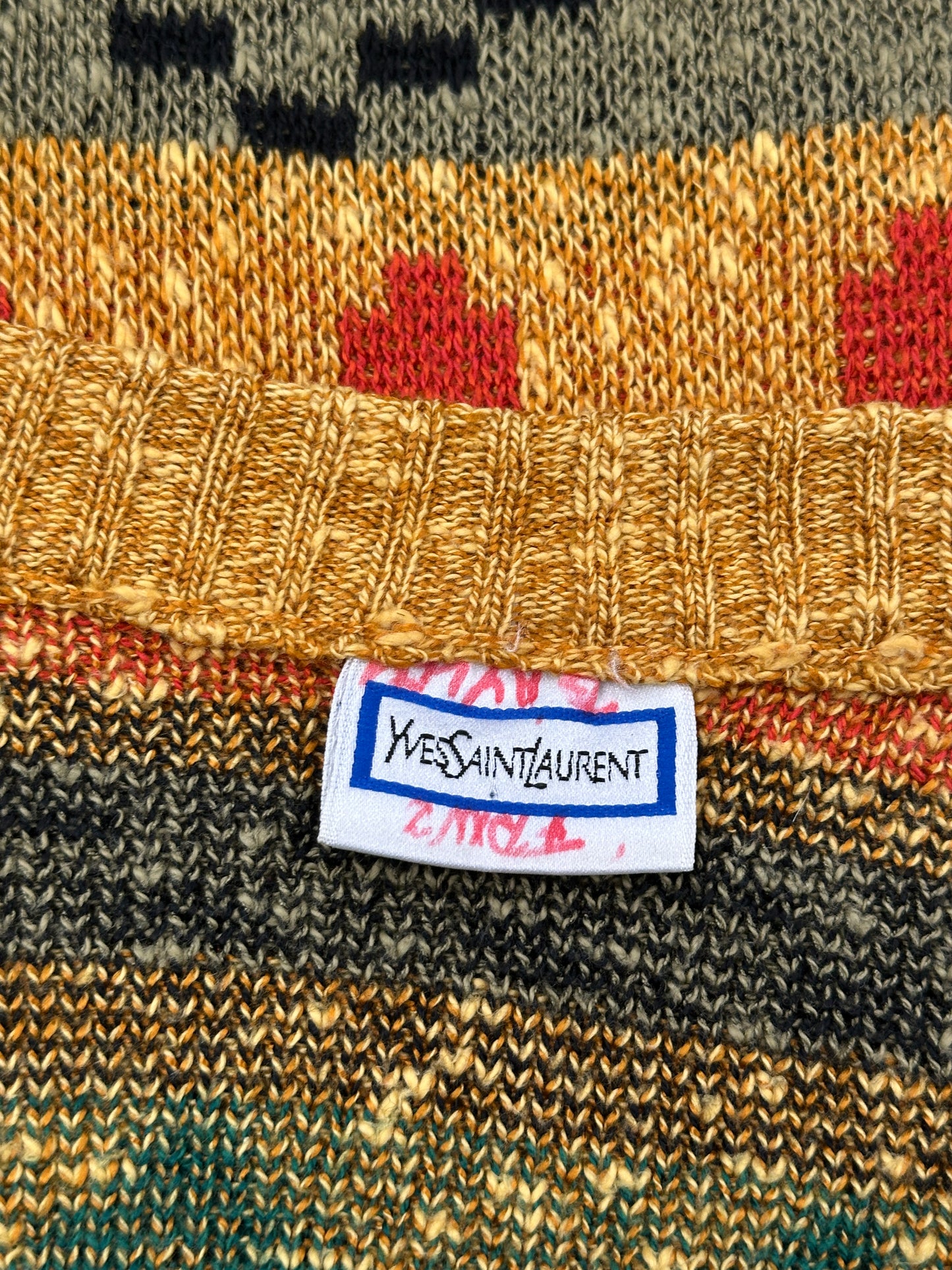 Yves Saint Laurent  Geometric Pattern Wool Cardigan