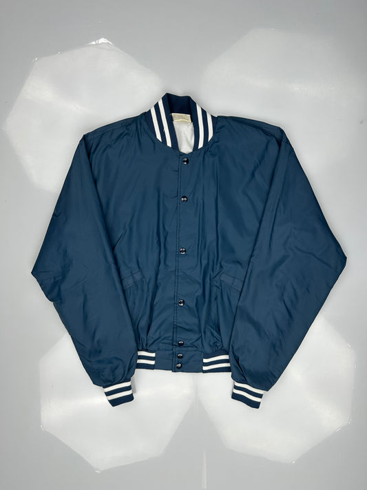 Wildless Navy Blue Nylon Varsity Jacket