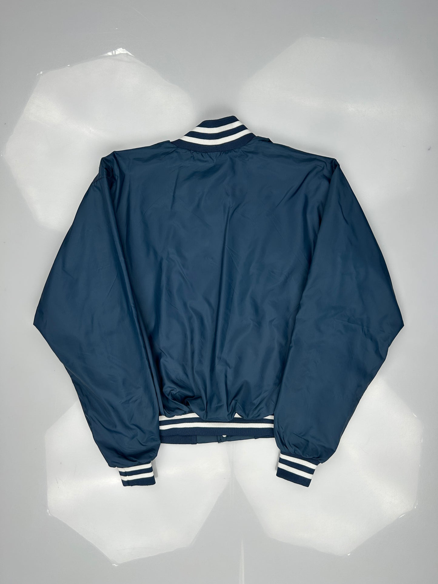 Wildless Navy Blue Nylon Varsity Jacket
