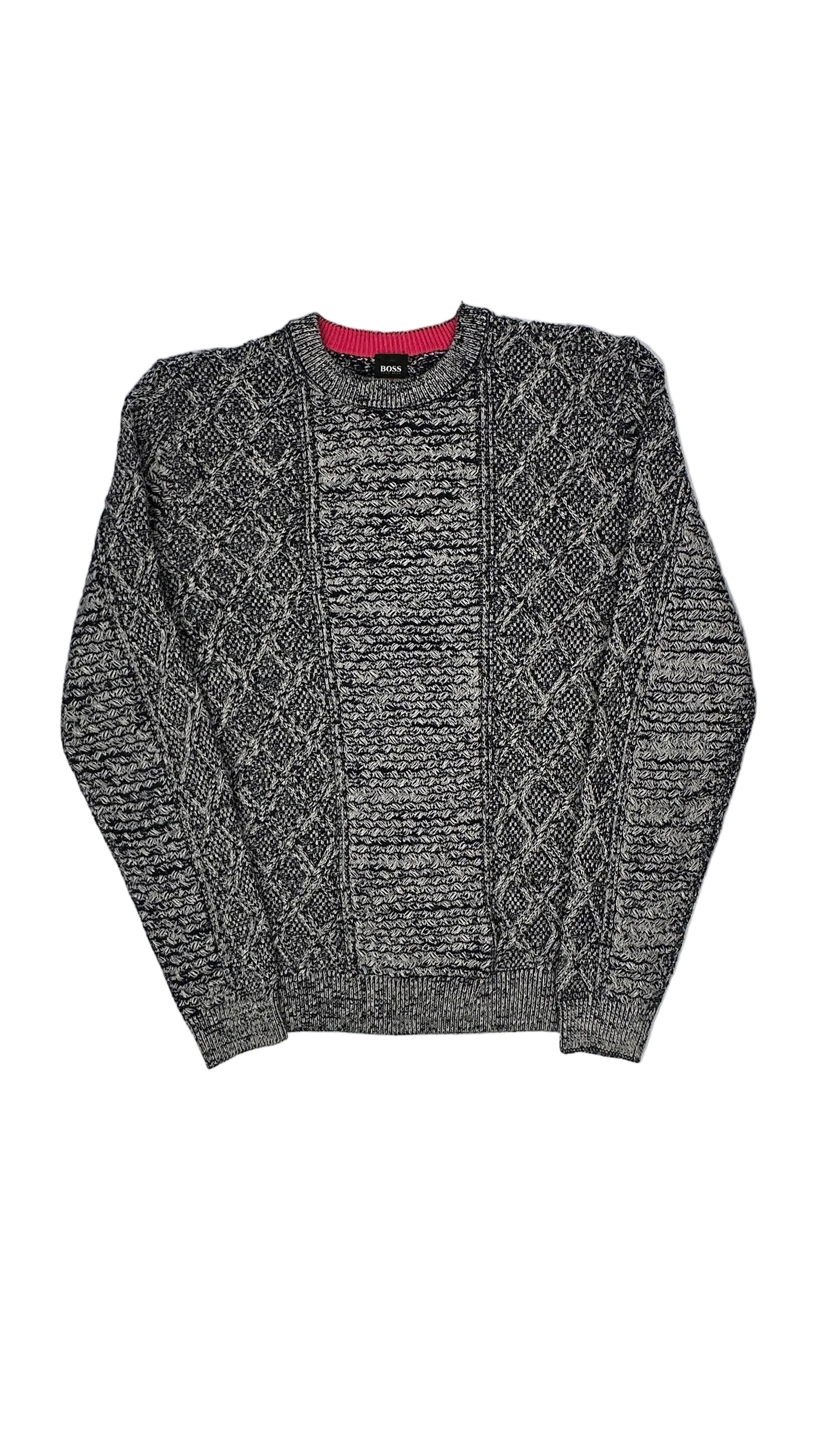 Gray patterned sweater on a white background