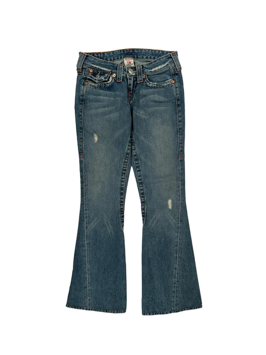 Pair of blue jeans on a white background